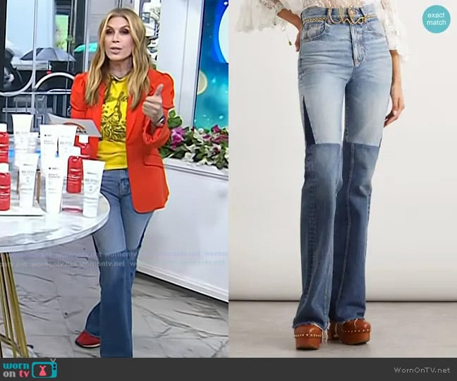 Chloe Paneled Mid-Rise Jeans worn by Jill Martin on Today