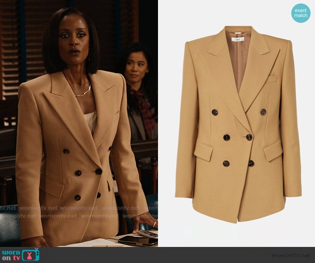 Chloe Wool grain de poudre blazer worn by Olympia (Skye P. Marshall) on Matlock