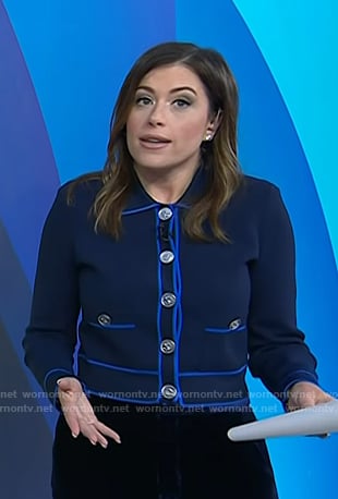 Chloe’s navy contrast trim jacket on Today