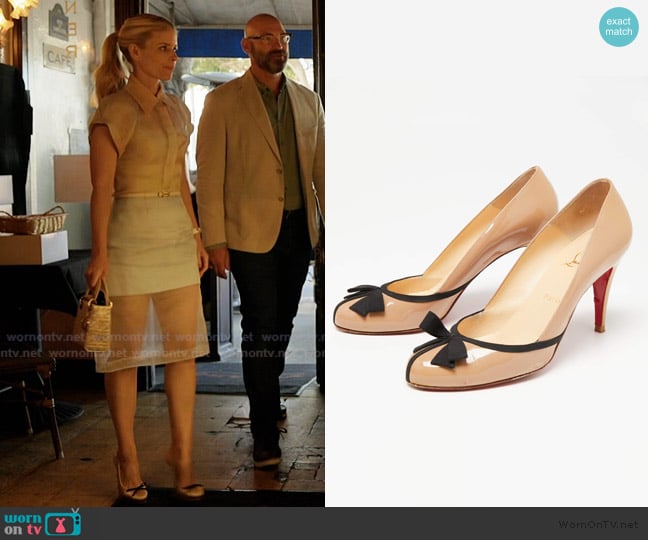 Christian Louboutin Beige Patent Leather Lavalliere Pumps worn by Nancy (Kate Mara) on Imperfect Women