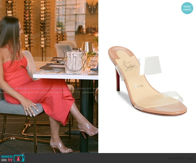Christian Louboutin Just Nothing Slide Sandal worn by Kelsey Swanson on The Real Housewives of Rhode Island