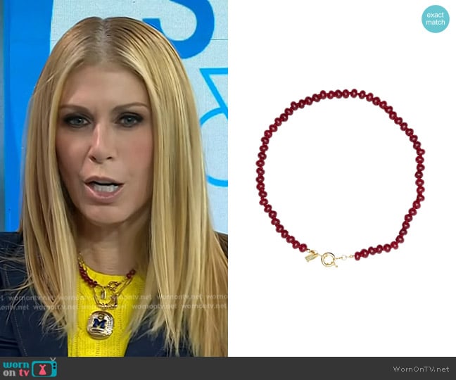 Christina Greene Sweet Stone Beaded Knotted Necklace in Maroon Quartz worn by Jill Martin on Today