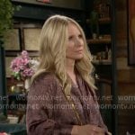 Christine’s brown croc print blouse on The Young and the Restless