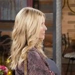 Christine's brown croc print blouse on The Young and the Restless