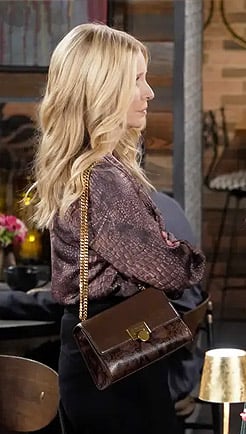 Christine's brown croc print blouse on The Young and the Restless