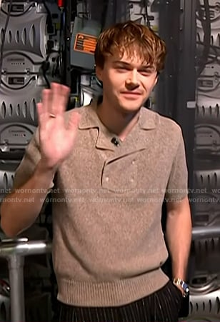 Christopher Briney’s grey knit polo on Today