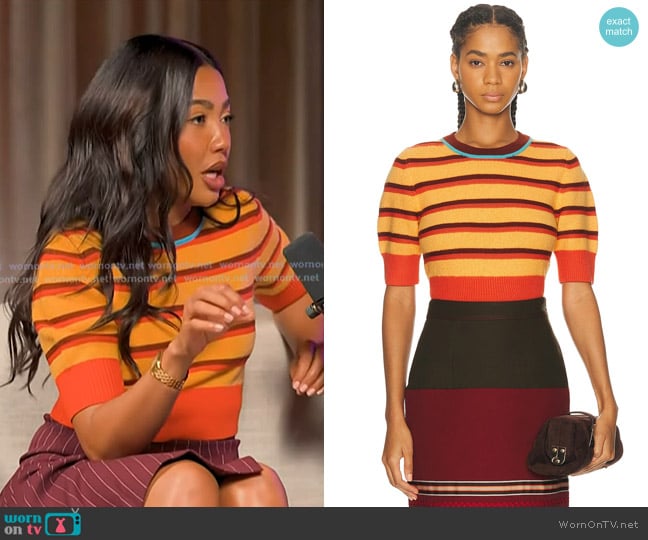 Emma Grede’s orange striped sweater on Today