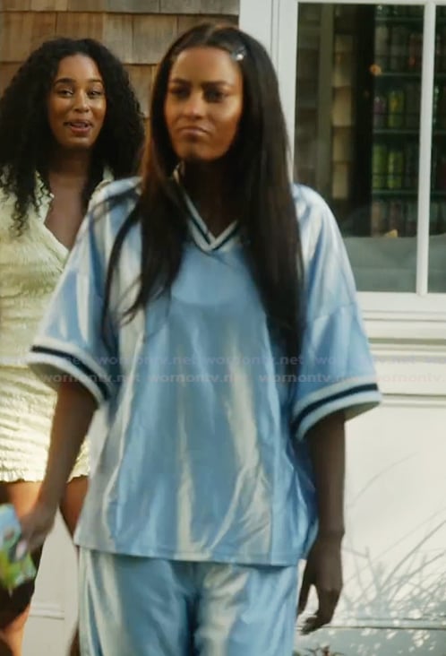 Ciara’s blue varsity stripe top on Summer House