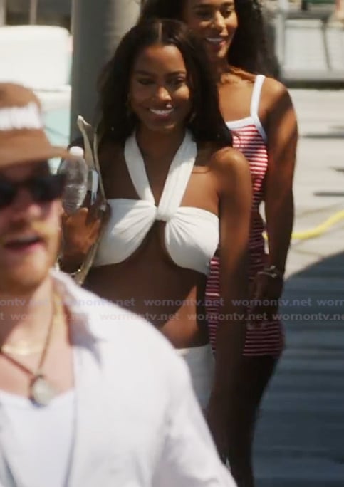 Ciara's white halter top and skirt on Summer House