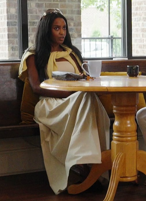 Ciara's yellow cardigan and skirt on Summer House