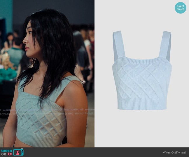 Cider Knit Crop Top in Sky Blue worn by Mihee Yoon (Sunny Oh) on XO Kitty