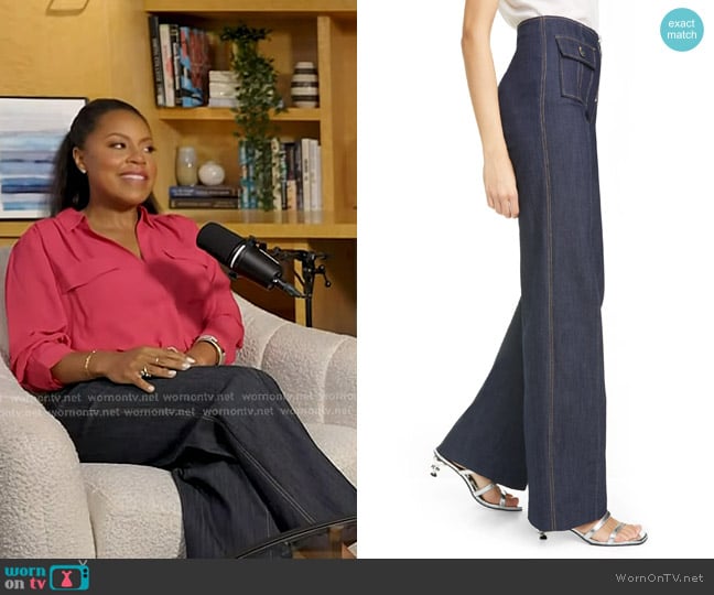 Cinq a Sept Azure Wide Leg Jeans worn by Sheinelle Jones on Today