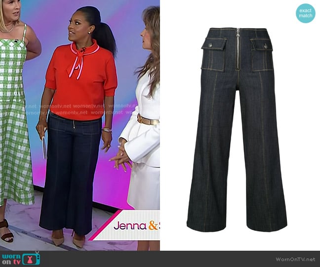 Cinq a Sept Azure Wide Leg Jeans worn by Sheinelle Jones on Today