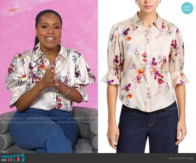 Cinq a Sept Fiona Top in Oatmilk Multi worn by Sheinelle Jones on Today