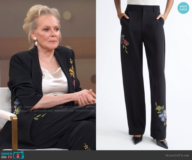 Cinq a Sept Floral Harlan Pants worn by Jean Smart on Good Morning America