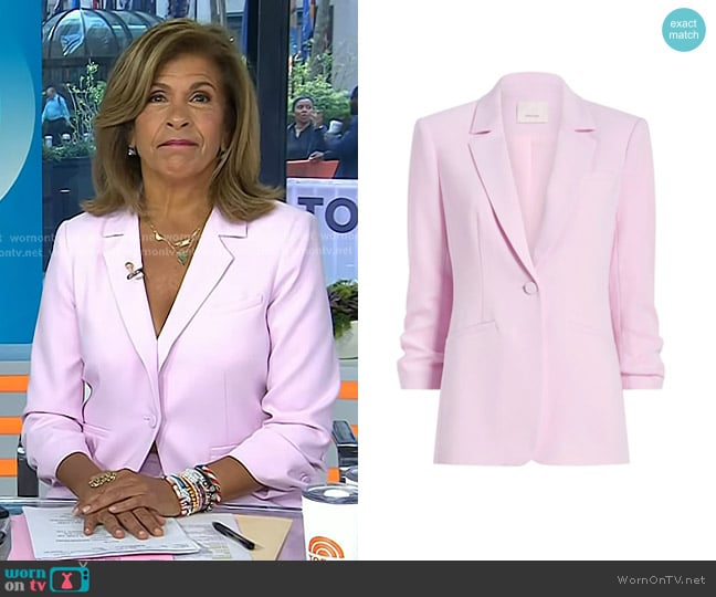Cinq a Sept Khloe Ruched-Cuff Blazer in Soft Peony worn by Hoda Kotb on Today
