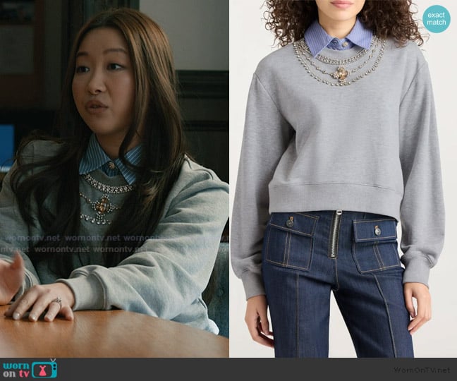 Cinq a Sept Lavina Pullover worn by Blair (Carolyn Kang) on Elsbeth