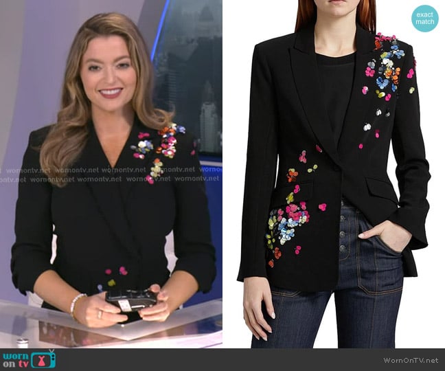Cinq a Sept Paillette Vines Cheyenne Blazer worn by Dani Beckstrom on Good Morning America