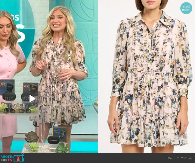 Cinq a Sept Rhys Dress in Rosy Cloud Multi worn by Ashley Bellman on CBS Mornings