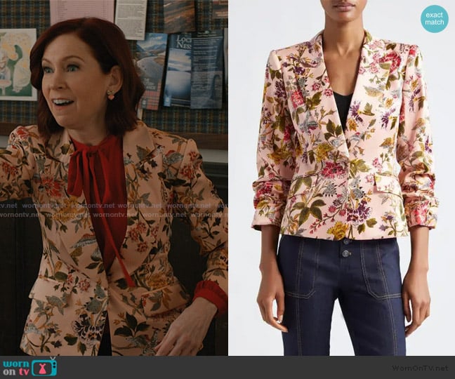 Cinq a Sept Ursula Floral Satin Blazer worn by Elsbeth Tascioni (Carrie Preston) on Elsbeth