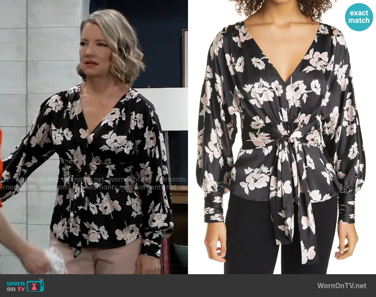 Cinq a Sept Yesenia Blouse worn by Nina Reeves (Cynthia Watros) on General Hospital