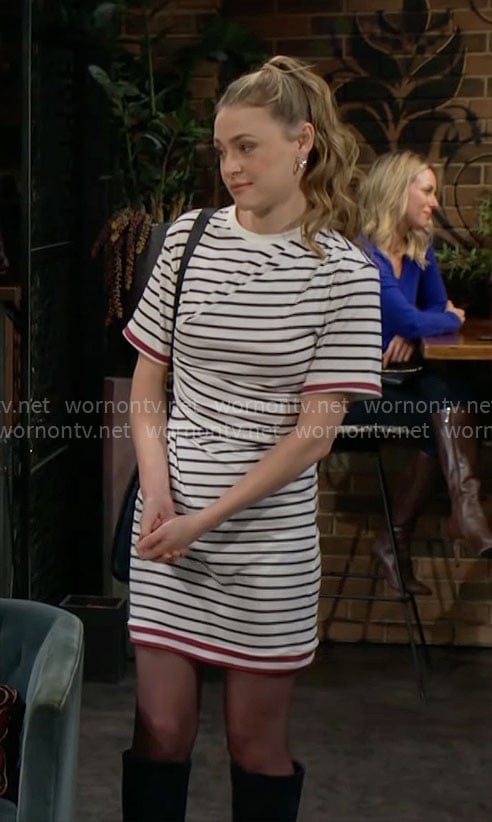 Claire’s striped t-shirt dress on The Young and the Restless