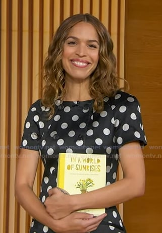 Cleo Wade’s black polka dot jacket and pants on Good Morning America