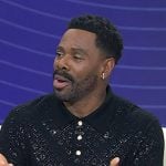Colman Domingo’s black embellished long sleeve polo on Today