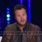 Luke Bryan's brown colorblock leather jacket on American Idol