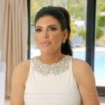 Jo-Ellen’s white cutout confessional dress on The Real Housewives of Rhode Island