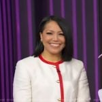 Stephanie’s white contrast trim jacket on Good Morning America