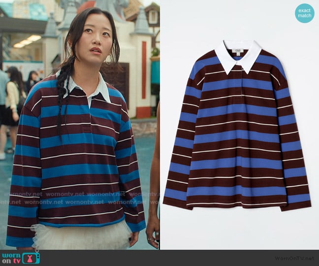 Cos Striped Long-Sleeved Polo Shirt worn by Yuri Han (Gia Kim) on XO Kitty
