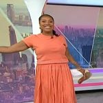 Sheinelle’s orange tee and crinkled skirt on Today