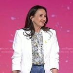 Christina Geist’s floral top and white ruched sleeve blazer on Today