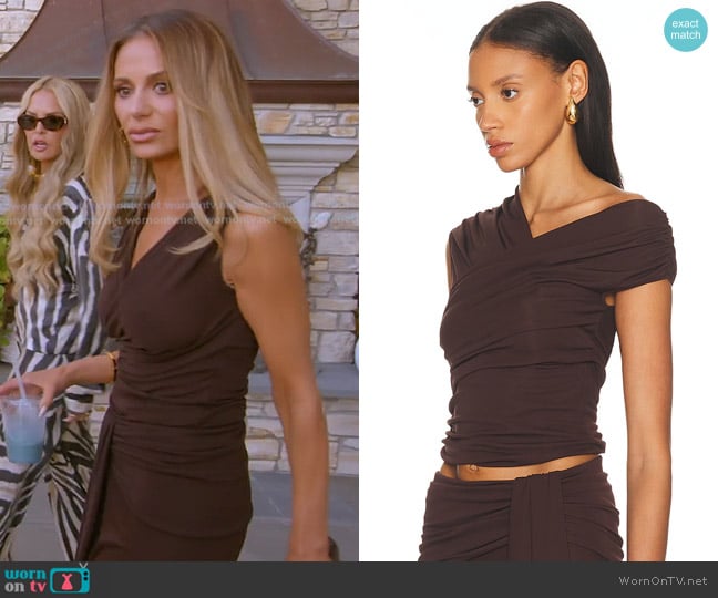 Dark Brown by The Andamane Trixie Sleeveless Top worn by Dorit Kemsley on The Real Housewives of Beverly Hills