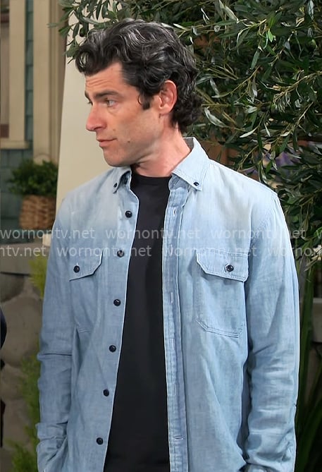 Dave's denim shirt on The Neighborhood