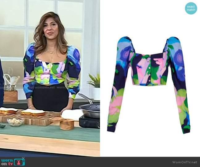 De Loreta Cocada Top in Oleo Azul worn by Aliya LeeKong on Today