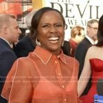 Deborah's coral sheer shirt and pencil skirt on Good Morning America