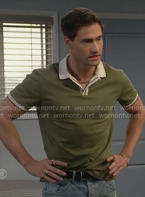 Deke’s green polo shirt on The Bold and the Beautiful