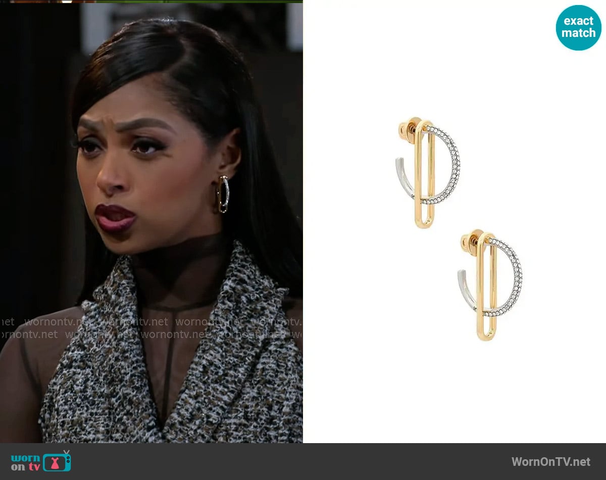 Demarson Mini Astra Hoops worn by Kat Richardson (Colby Muhammad) on Beyond the Gates