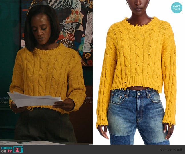 Denimist Boxy Cable Sweater worn by Olympia (Skye P. Marshall) on Matlock
