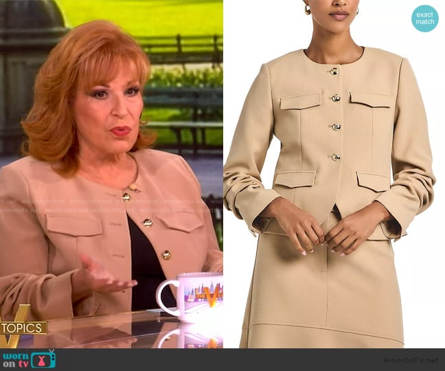 Derek Lam 10 Crosby Novessa ruched crepe jacket worn by Joy Behar on The View