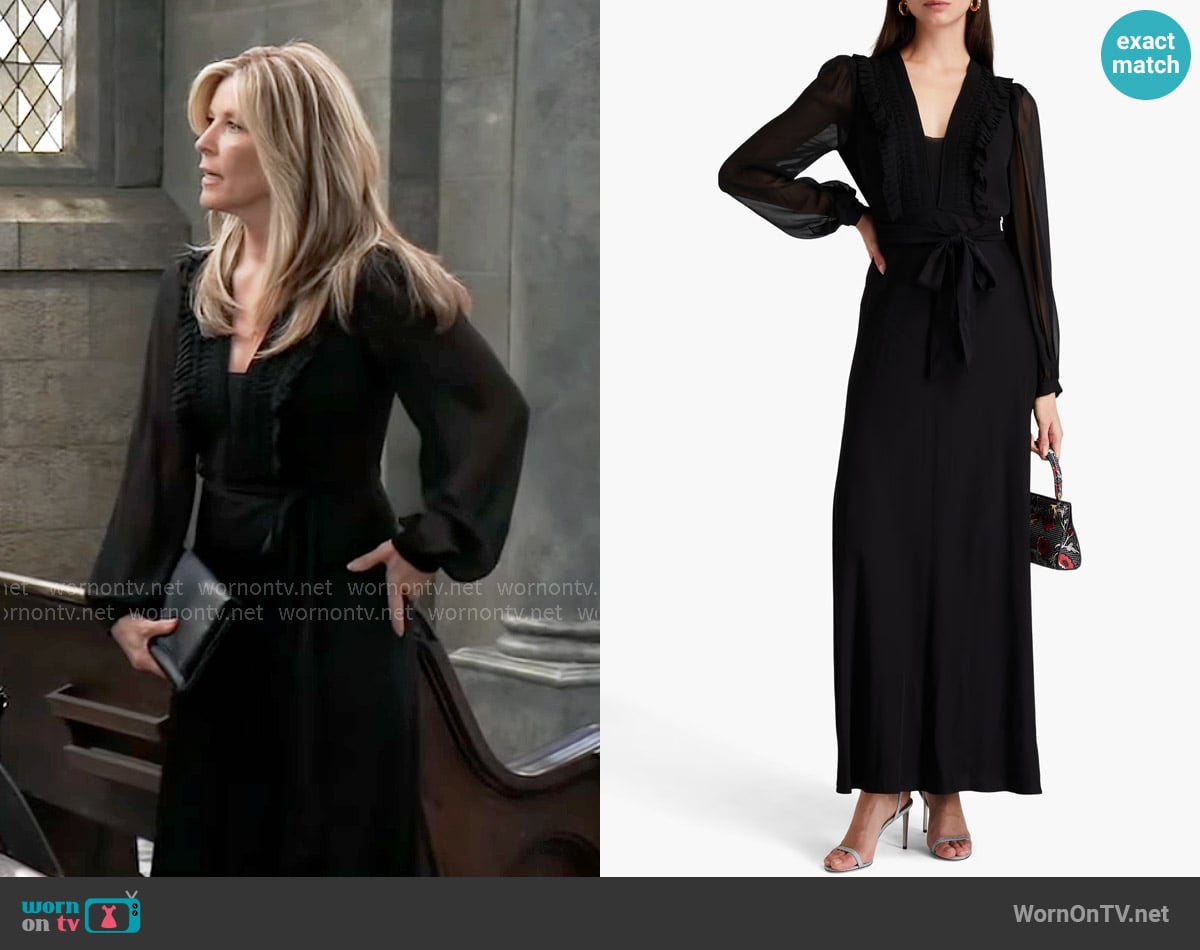 Diane von Furstenberg Lilac Dress in Black worn by Carly Spencer (Laura Wright) on General Hospital