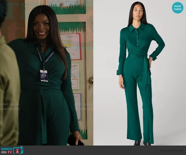 Diane von Furstenberg Michele Jumpsuit worn by Ava Coleman (Janelle James) on Abbott Elementary