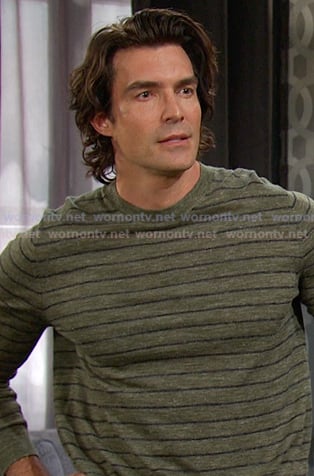 Dimitri’s green striped long sleeve tee on Days of our Lives