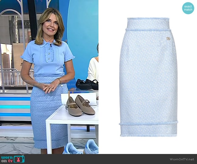Dloce & Gabbana Appliqué-logo Tweed Straight Skirt worn by Savannah Guthrie on Today