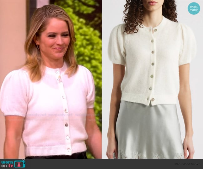 Sara’s white puff sleeve cardigan on The View