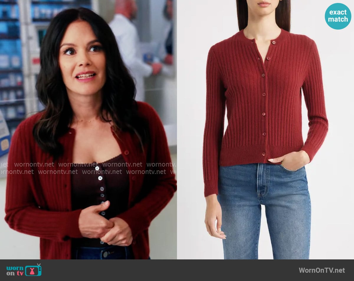 Doen Danae Cardigan in Malbec worn by Charlie (Rachel Bilson) on Scrubs