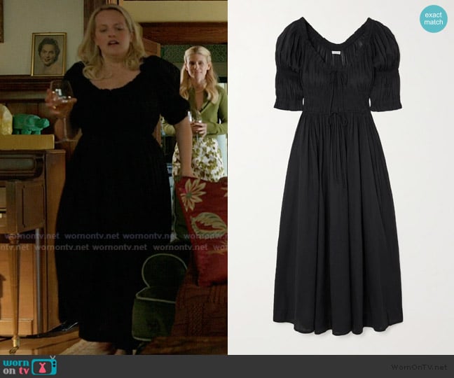 Doen Ischia shirred organic cotton-voile midi dress worn by Mary (Elisabeth Moss) on Imperfect Women