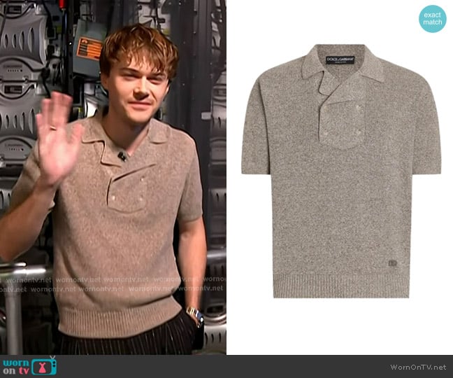 Christopher Briney’s grey knit polo on Today